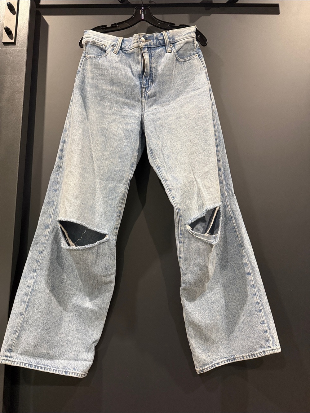 Light Blue Distressed Wide-Leg Jeans-Jcrew